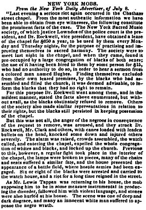 Chatham Street Riot Article, July 7, 1834